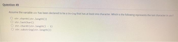 length II. substring III. pow IV. sart O All the methods are