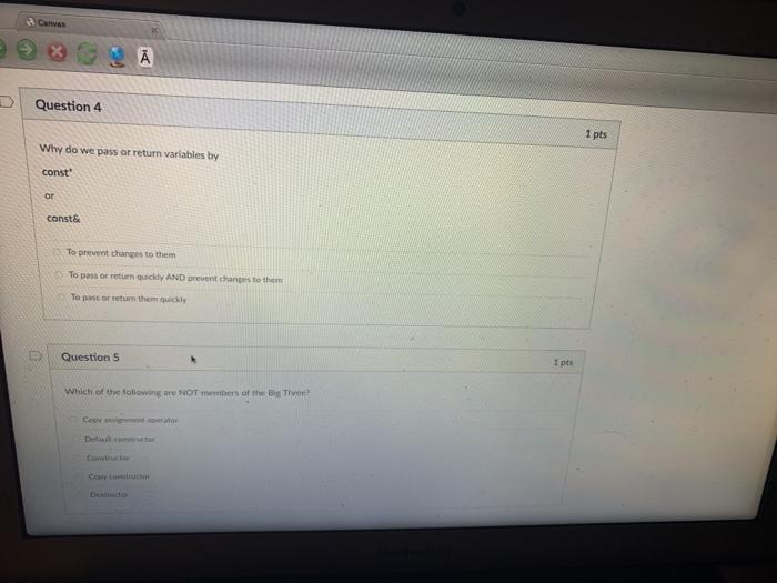  cas Question 4 1 pts Why do we pass or return