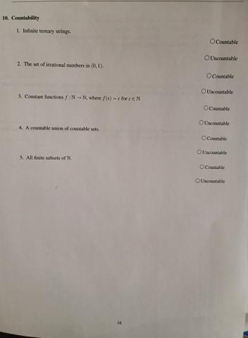  10. Cantability 1. Intinis temar strings O Contable Uneotable 2. The