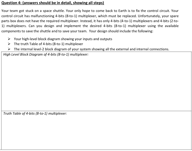  need help creating a truth table Question 4: (answers should be
