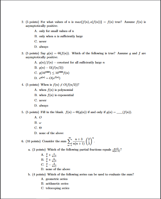  ANSWER 2-6 PLEASE PLEASE PLEASE!!!! 2. (5 points) for what values