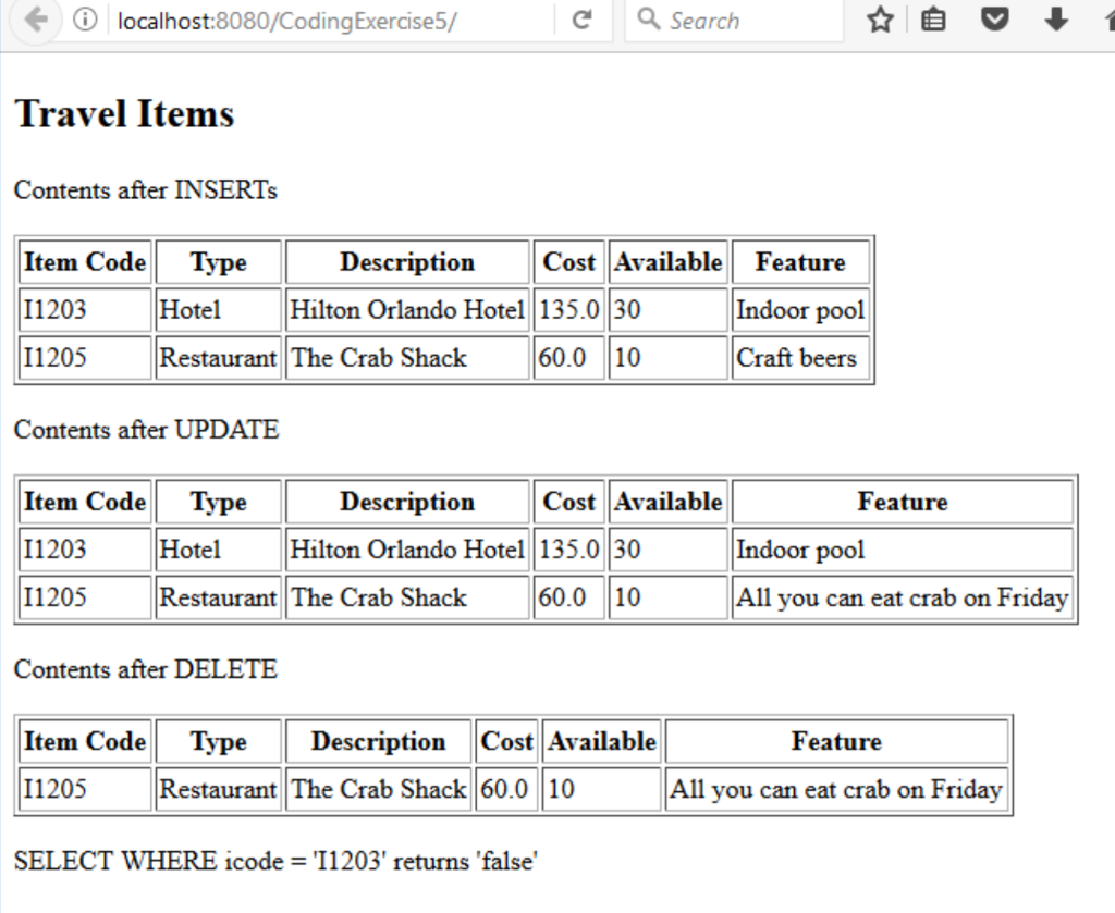 Create a Java or PHP application that uses a database. The application