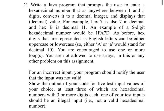  2. Write a Java program that prompts the user to enter