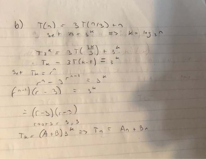  Need help solving this recurrence relation for a 3 way merge