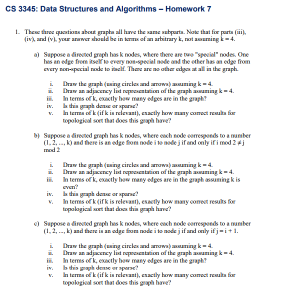 CS 3345: Data Structures and Algorithms - Homework 7 1. These