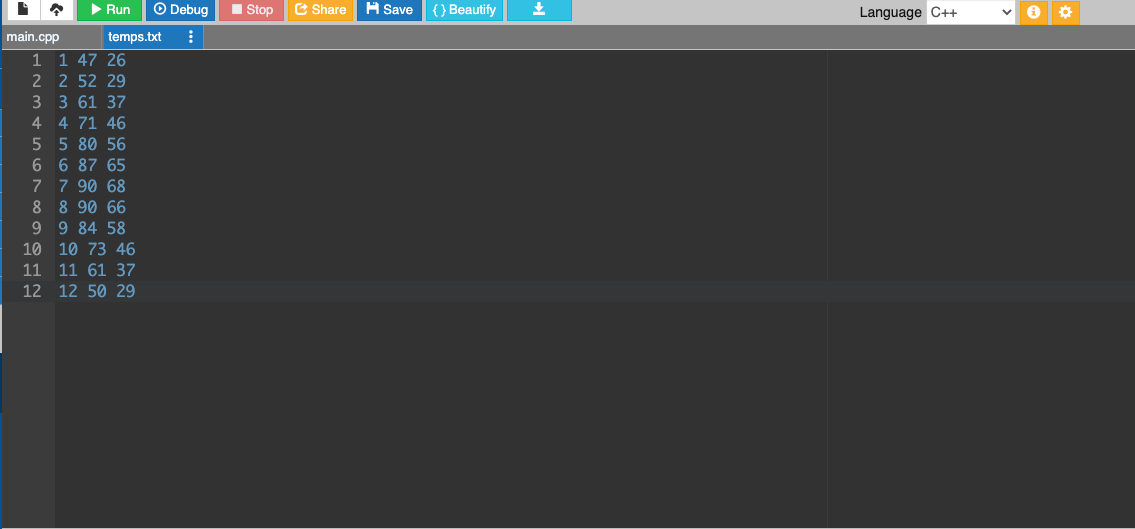 Create a program that uses a structured array. The structure will consist