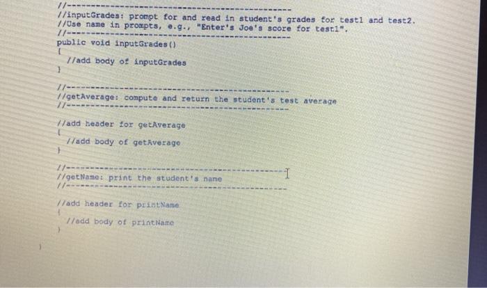 hisher nome, hisher score on test 1, and his/her score on test
