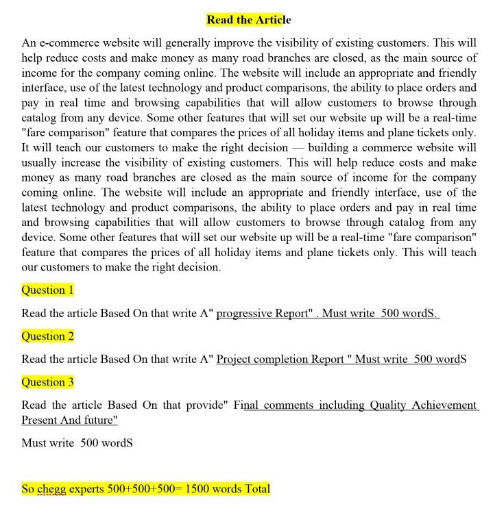 Read the Article An e-commerce website will generally improve the visibility