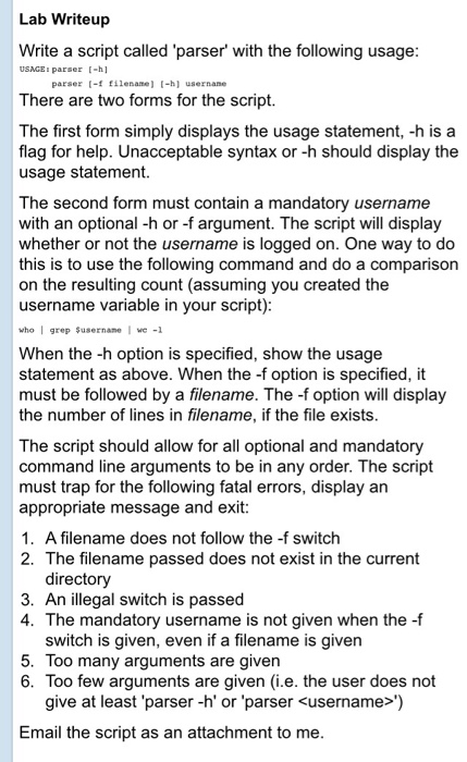  I need help with this Linux Shell Script Lab Writeup Write