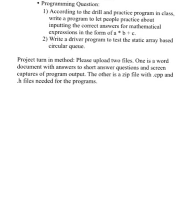  According to the drill and practice program in class, write a