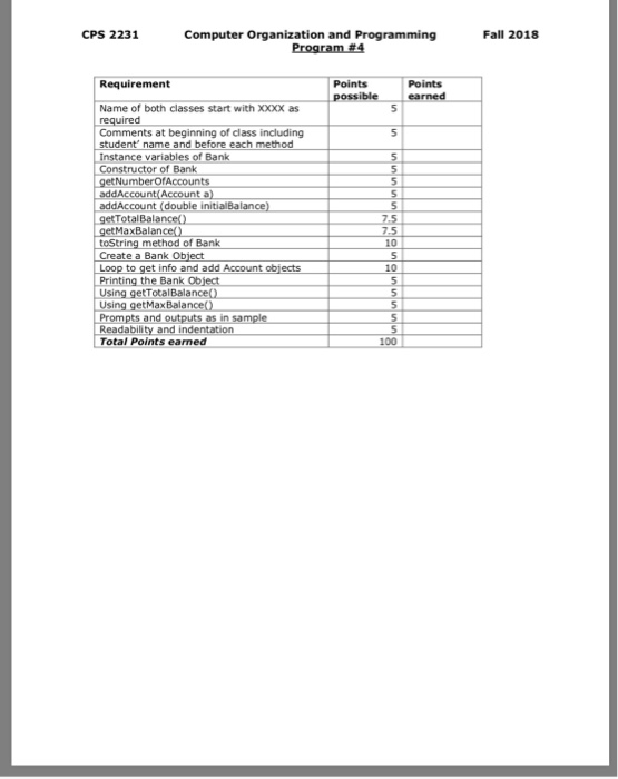 not turn in the Account class. Your program will be tested with