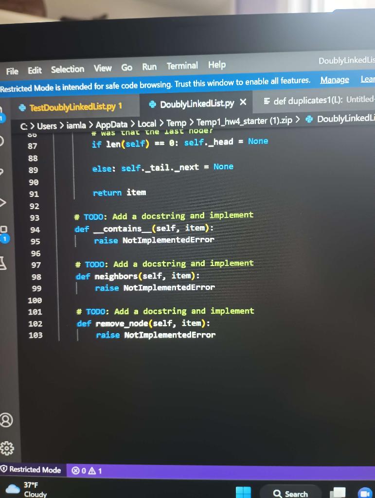 how to implement neighbors(item) using the #TODO starter code (def __neighbors__)? 2)