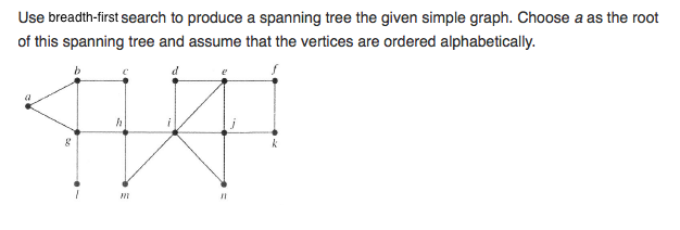Use breadth-first search to produce a spanning tree the given simple
