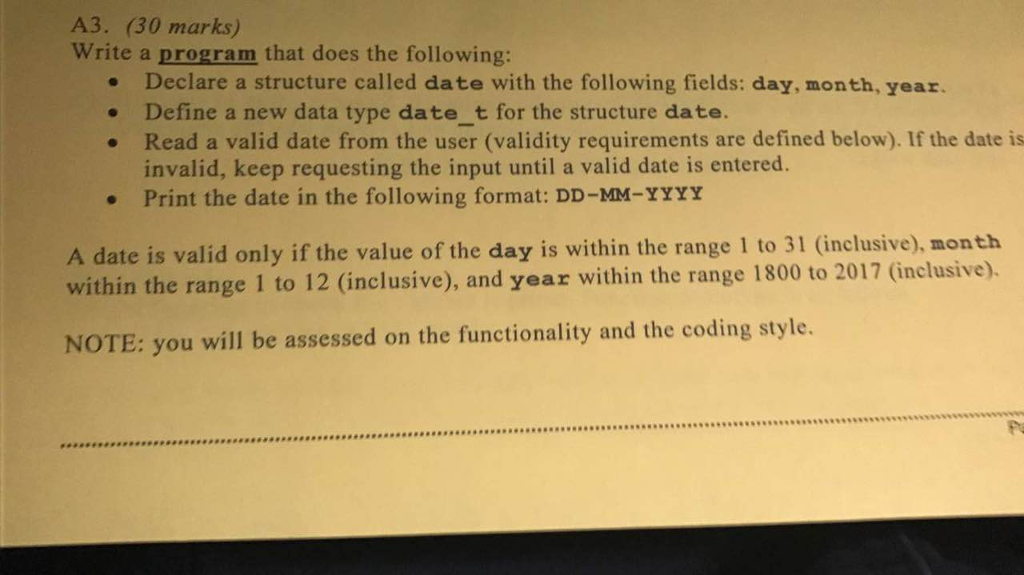 write a C program that does the follwing: Declare a structure called