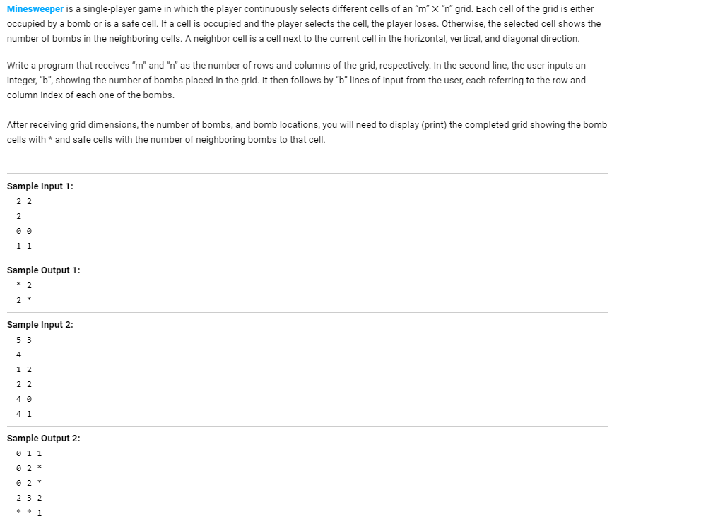 Having trouble writing this java code. Minesweeper is a single-player game in