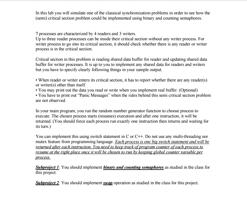 Code in C++ In this lab you will simulate one of the