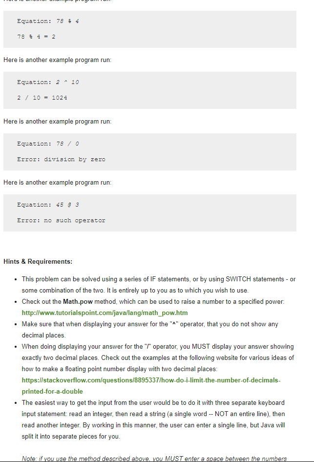 will serve as a simple calculator The program should read a simple