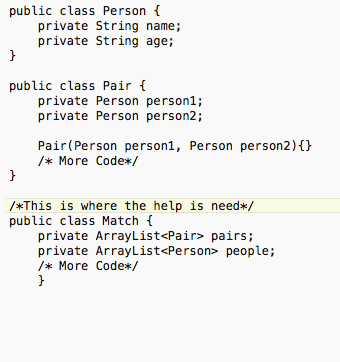 In Java: How would you match together random person objects from