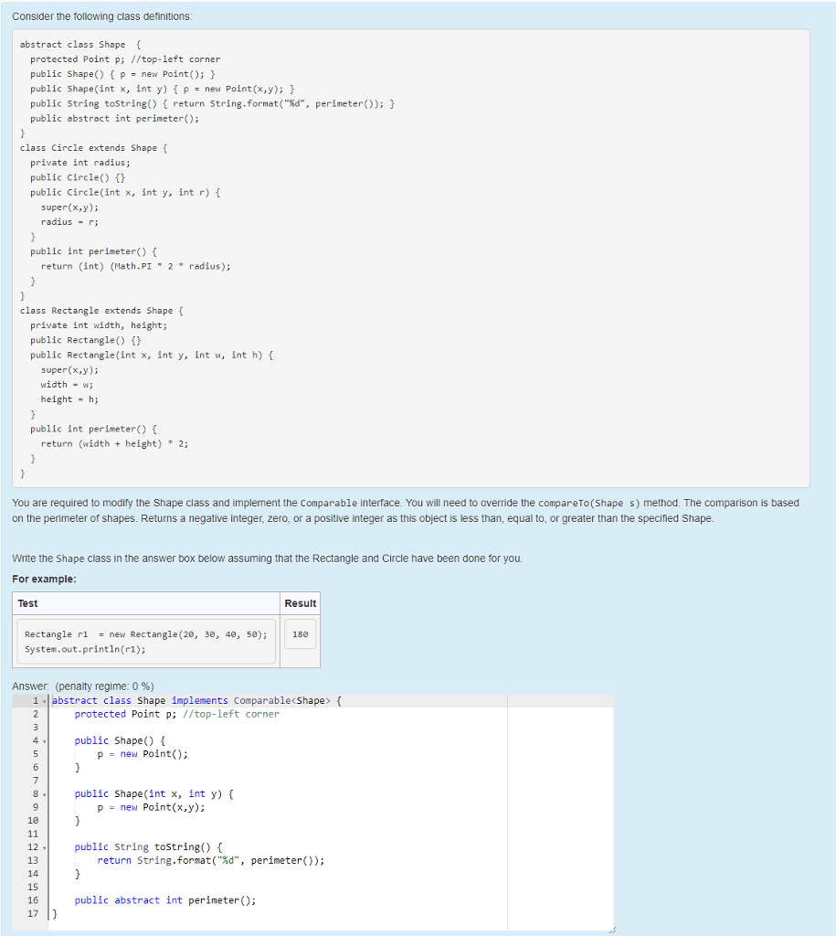 Consider the following class definitions abstract class Shape protected Point p;