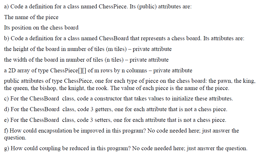 write a java code a) Code a definition for a class named