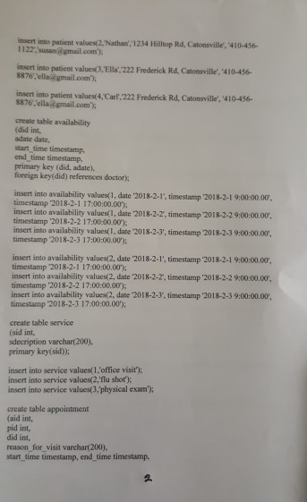 the following problems. You can use the attached SQL statements to create