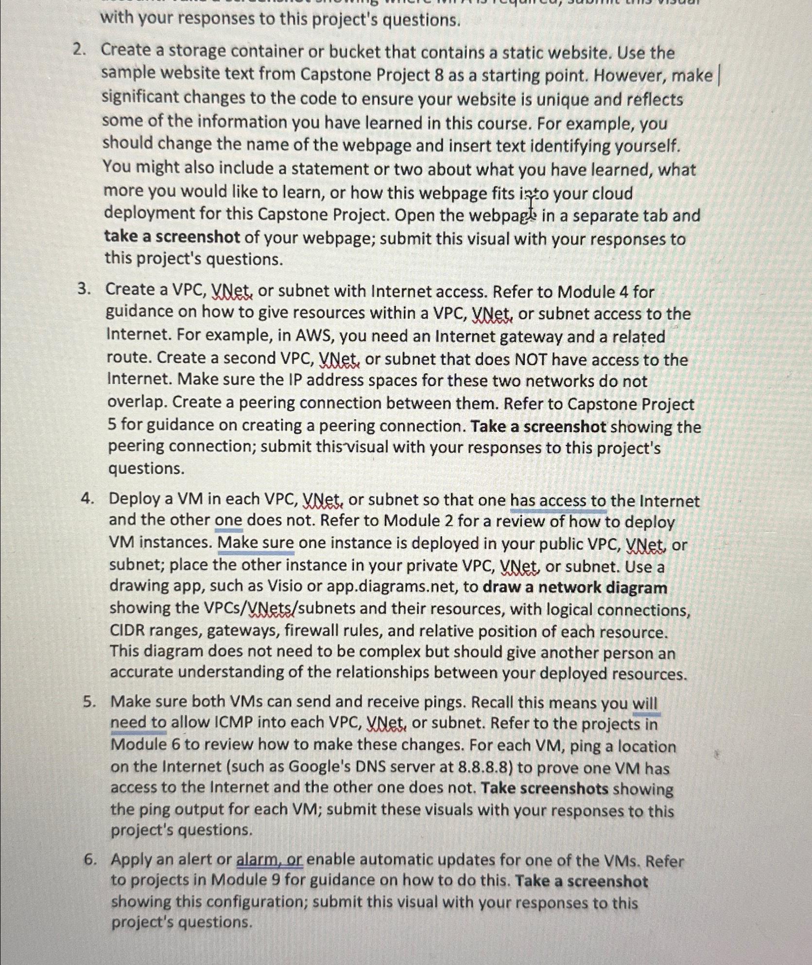  with your responses to this project's questions. 2. Create a storage