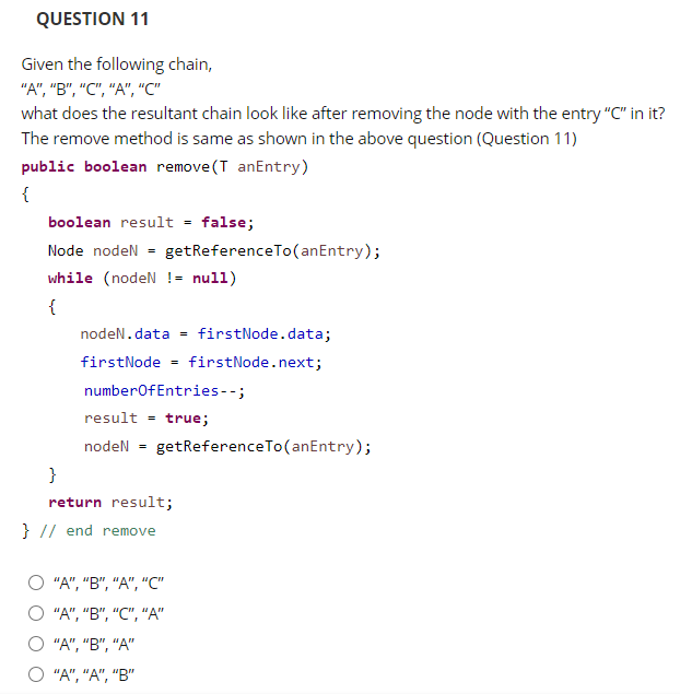 array look like after remove? The removed method as shown below public