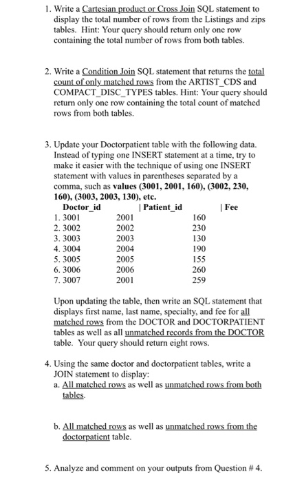  Any Sql helps? 1. Write a Cartesian product or Cross loin
