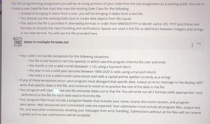  the date class is below: 4 public class Date { 5