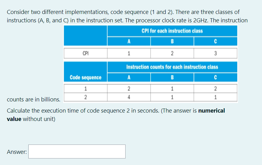  show steps Consider two different implementations, code sequence (1 and 2).