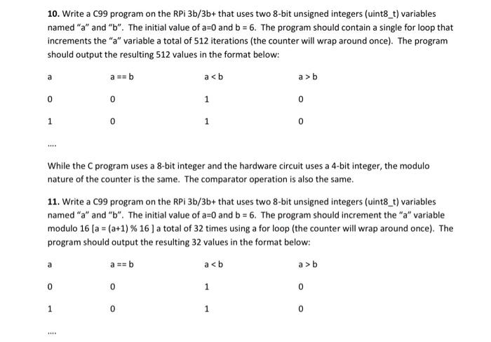 Thanks in advance! 10. Write a 099 program on the RPi 3b/3b+that
