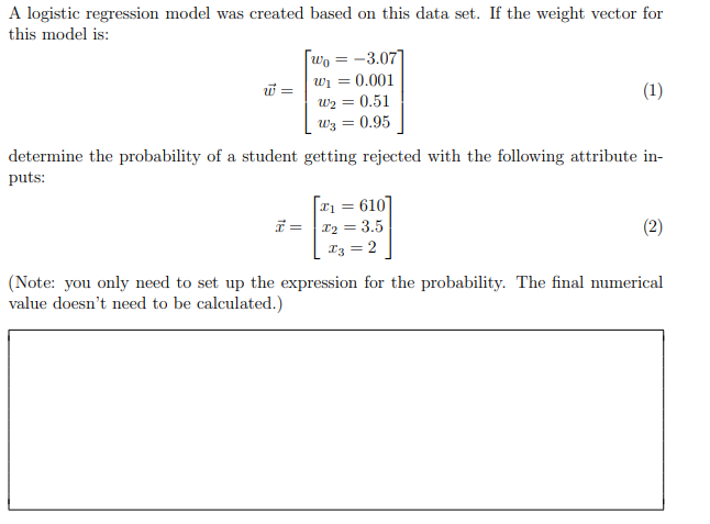  A logistic regression model was created based on this data set.