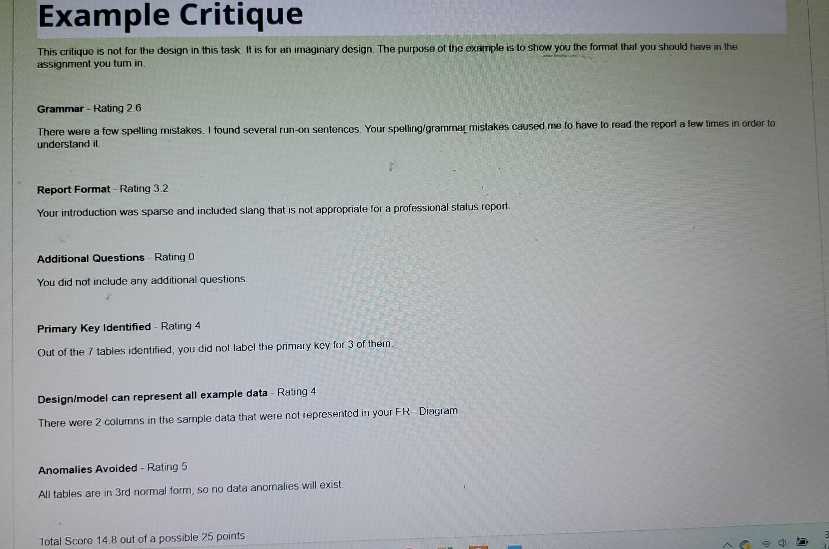 showing the tables, keys, and relationships of the model In addition, I