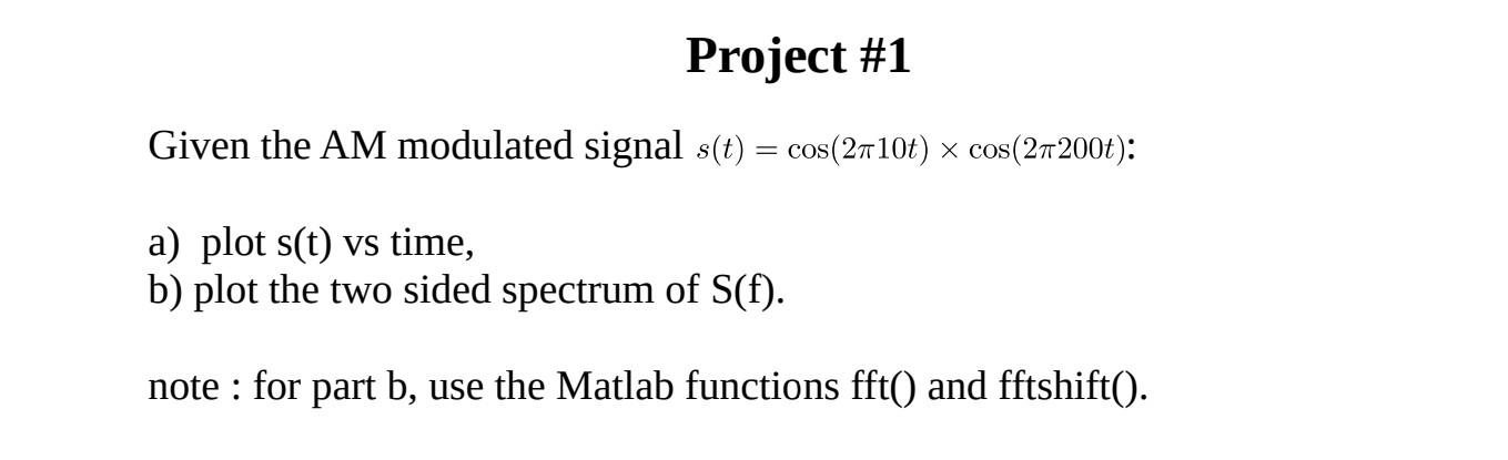 please use mathlap to solve it Given the AM modulated signal