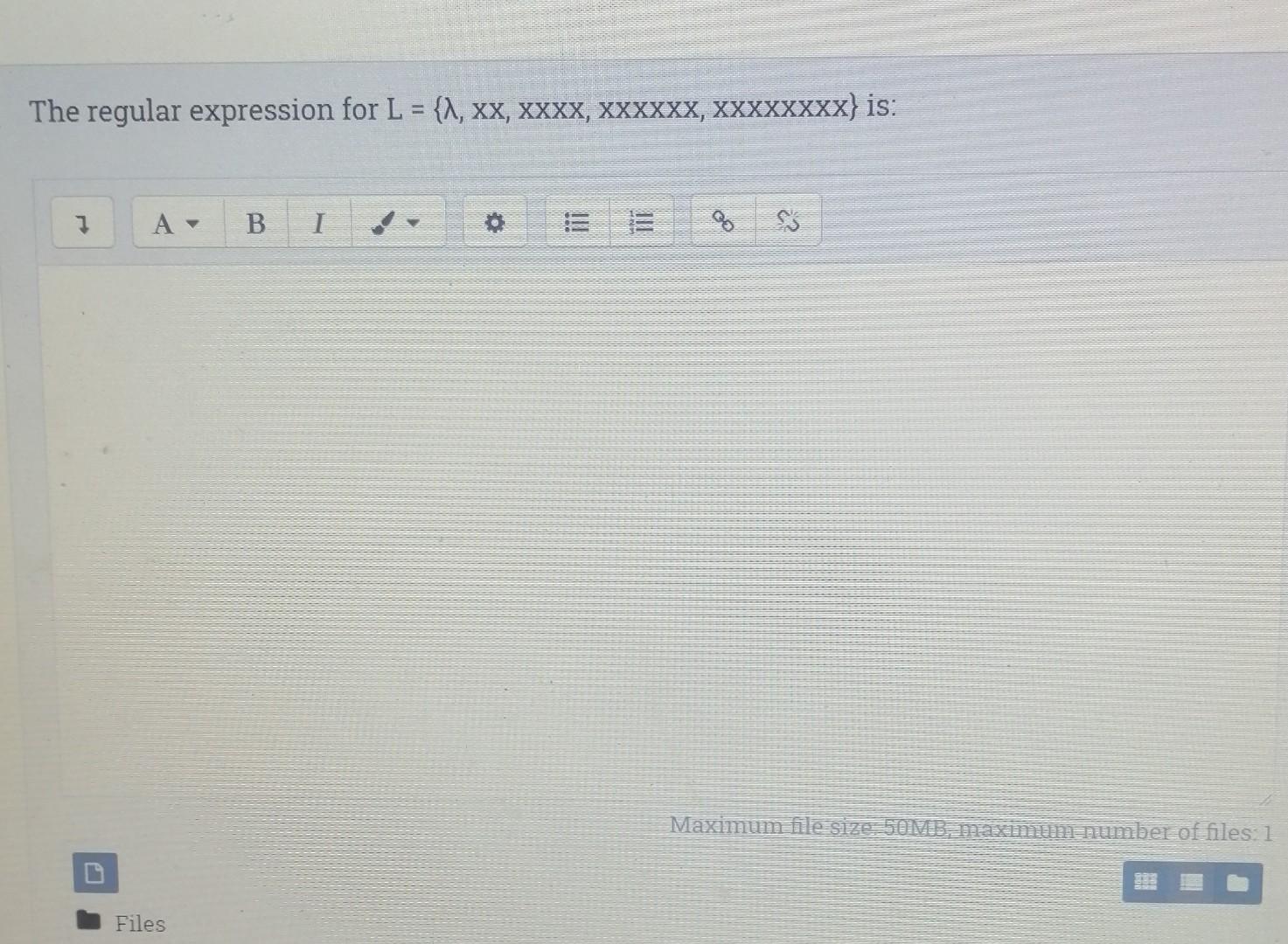 Computation theory The regular expression for L = {1, xx, xxxx,