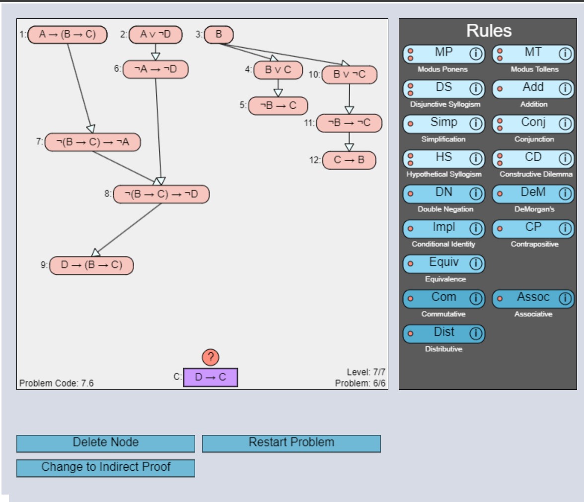  Need help solving logic proof. Please use the rules and say