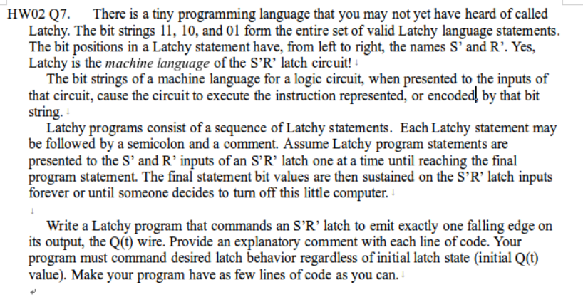  HW02 Q7. There is a tiny programming language that you may