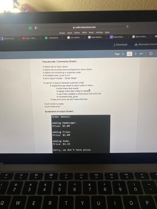 added to order, else, feedback is provided saying sorry. This program must