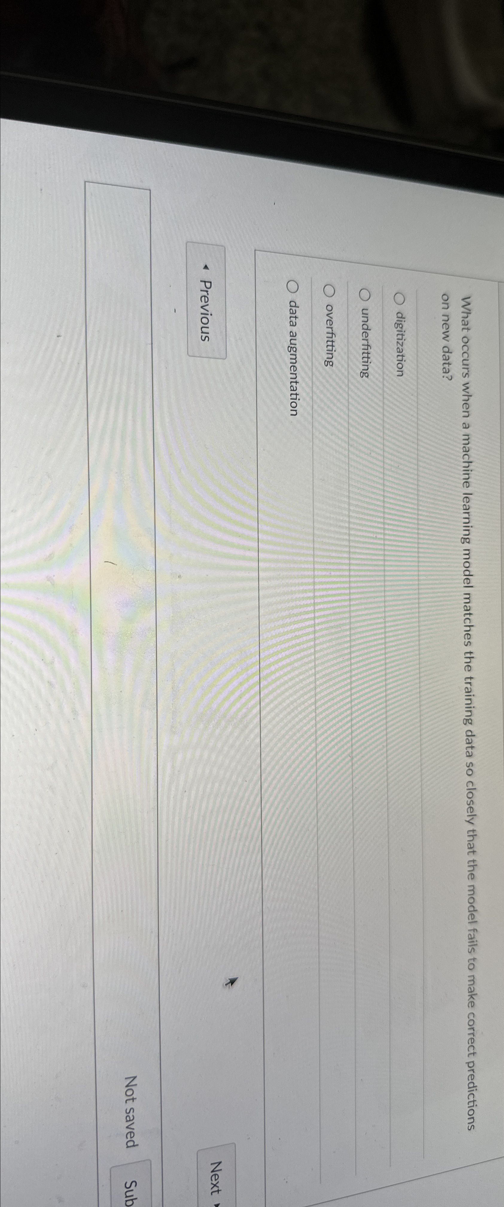  What occurs when a machine learning model matches the training data