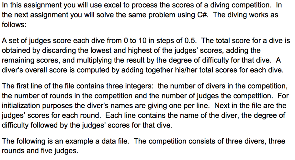  In this assignment you will use excel to process the scores