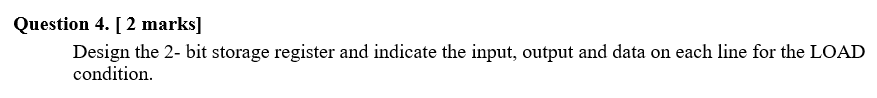  Design the 2- bit storage register and indicate the input, output