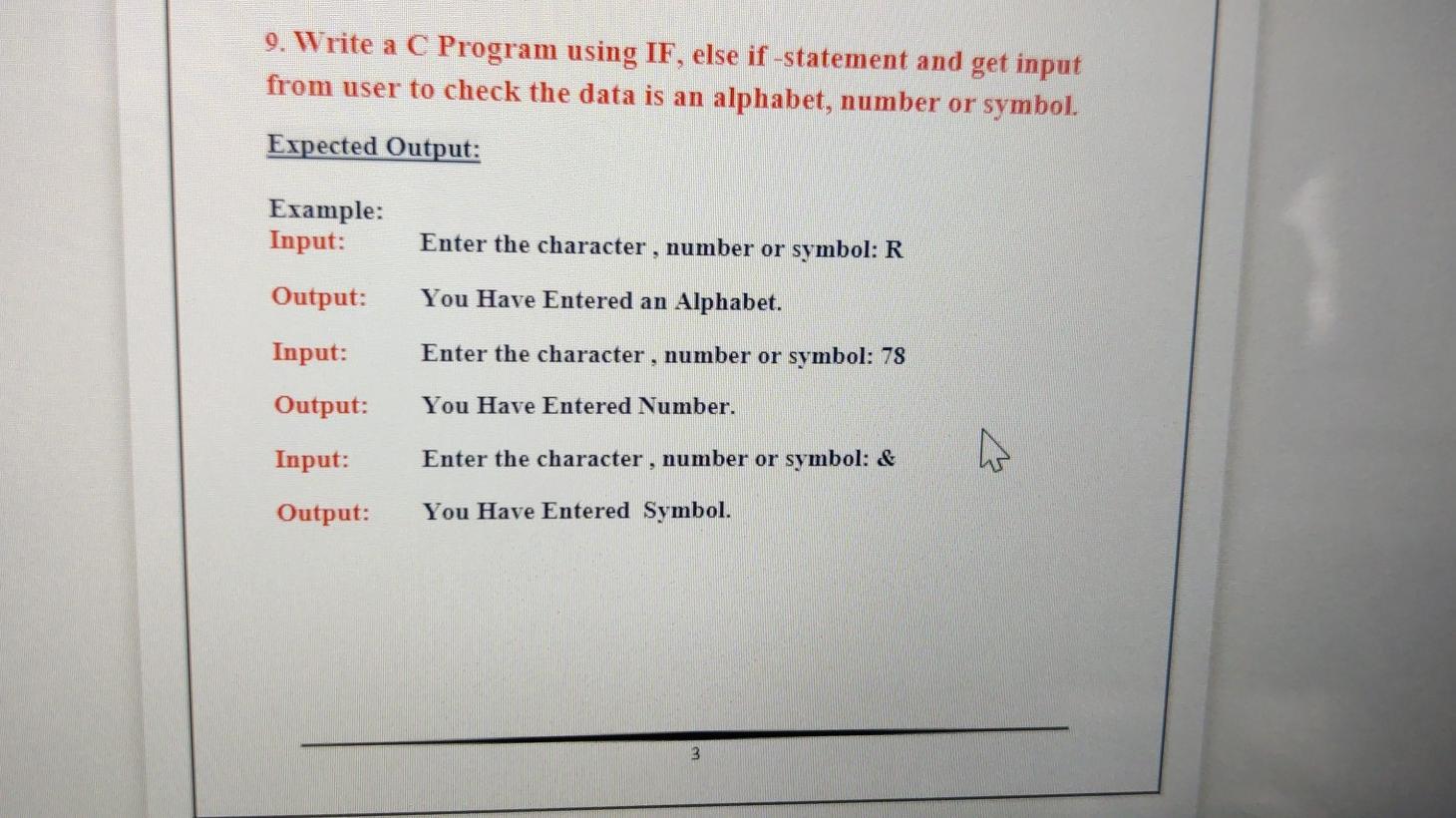  9. Write a C Program using IF, else if-statement and get