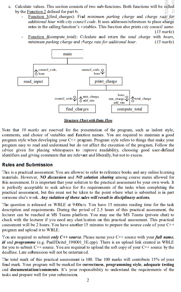 Write a C++ application using functions and selections to calculate and print