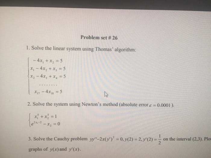  1st question. Need matlab code. Problem set # 26 1. Solve