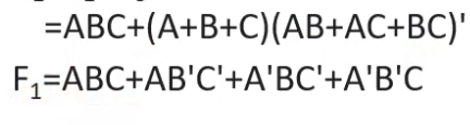  =ABC+(A+B+C)(AB+AC+BC)' F1=ABC+AB'C'+A'BC'+A'B'C How do I simplify from the top function to