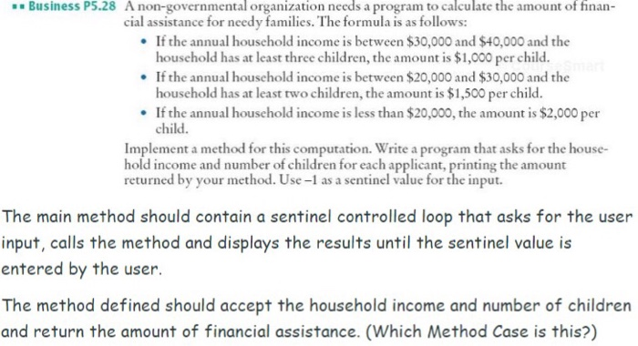 Write a Java program Business P5.28 non-governmental organization needs a program