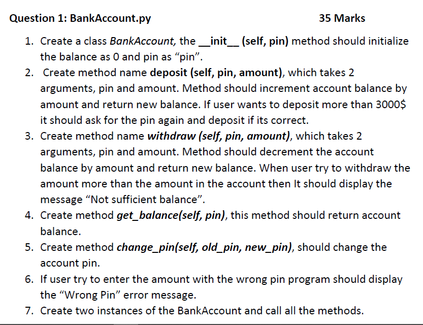  Write in Python the following: Create also a UML class diagram