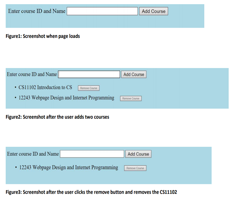 TASK1: (4pts) Write the HTML, CSS, and JavaScript to create the page