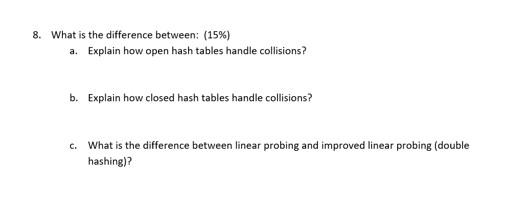  8, what is the difference between: (15%) a. Explain how open