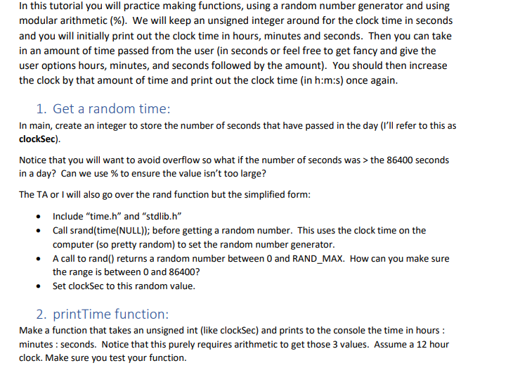  In this tutorial you will practice making functions, using a random